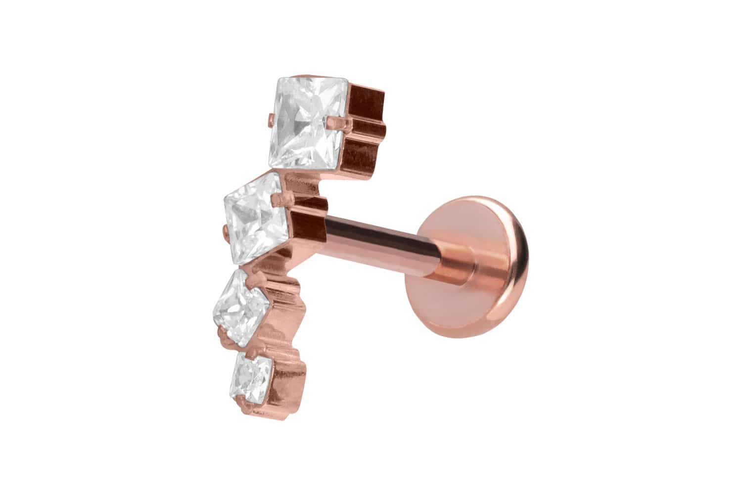Titan Labret Piercing mit Push Fit KRISTALLBOGEN